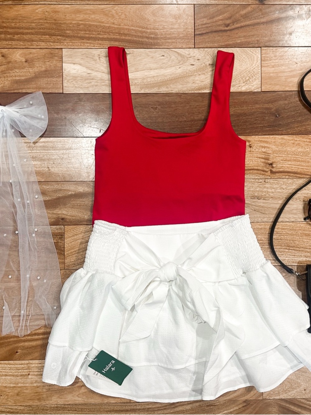 HALARA White Tiered Skirt with Branded Tag